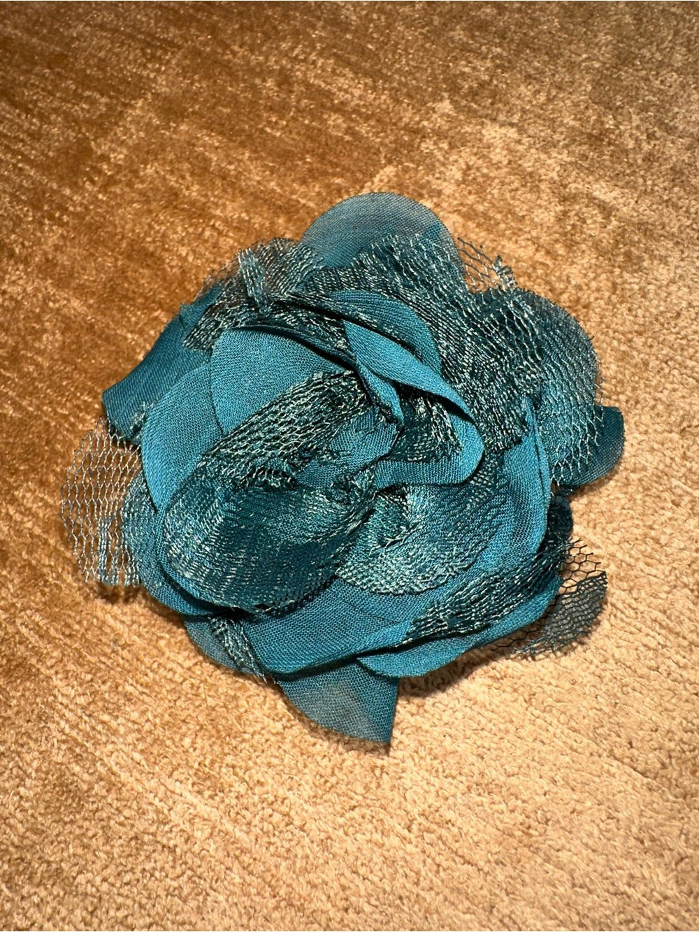 2️⃣Teal Fabric Flower Hair Clip or Brooch - Women Accessories
